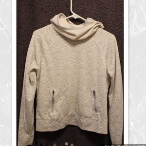 White pattern cowl neck hoodie